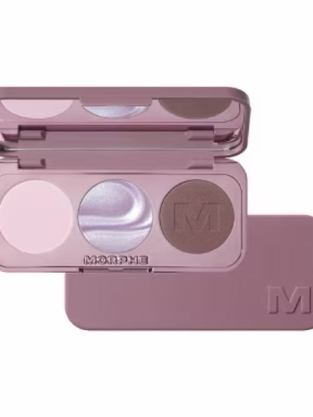 Morphe Trio Eyeshadow Palette — Soft Pink, Iridescent Lavender, Warm Brown